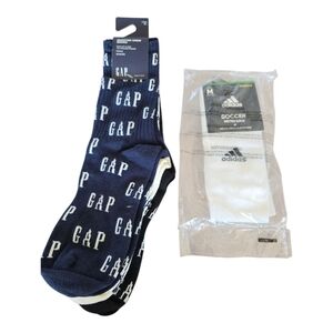 GAP & Adidas Sock Bundle NWT 4 Pair Size M/L and Medium White Black Navy